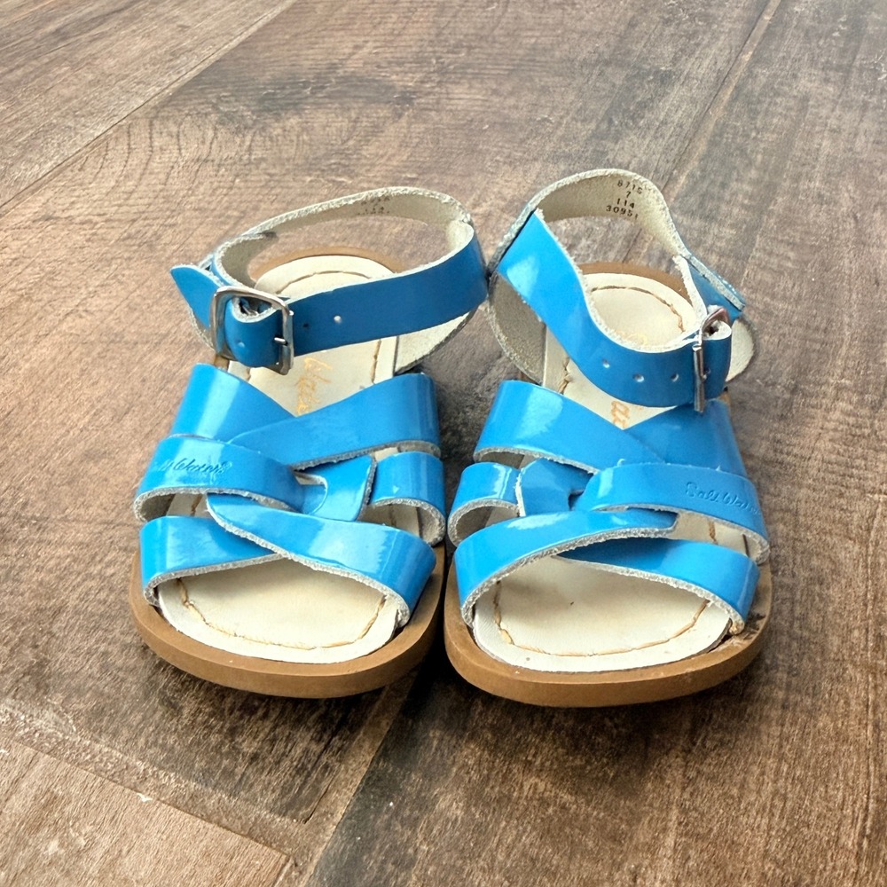 Salt Water by Hoy Toddler Original Shiny Waterproof Sandals, Turquoise, 7 - Picture 5 of 8